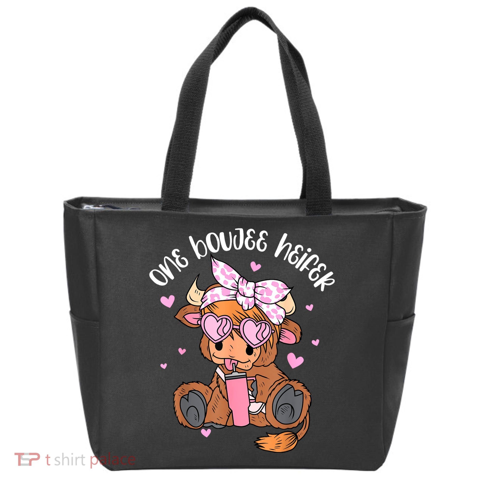 One Boujee Heifer Highland Cow Tumbler Happy ValentineS Day Tote Bag