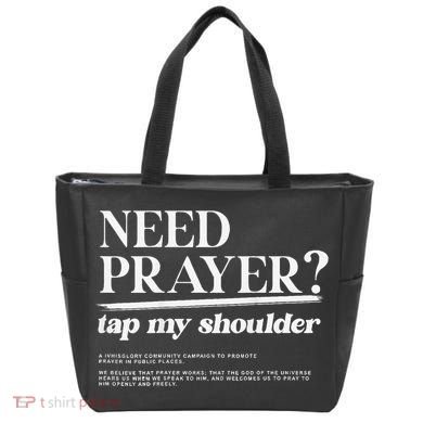 On Back Iv His Glory Need Prayer Tap My Shoulder Tote Bag
