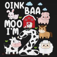 Oink Baa Moo I'm 2 Farm Animals 2nd Birthday For Kids Toddler Hoodie thumb 2