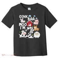 Oink Baa Moo I'm 2 Farm Animals 2nd Birthday For Kids Toddler T-Shirt thumb 0