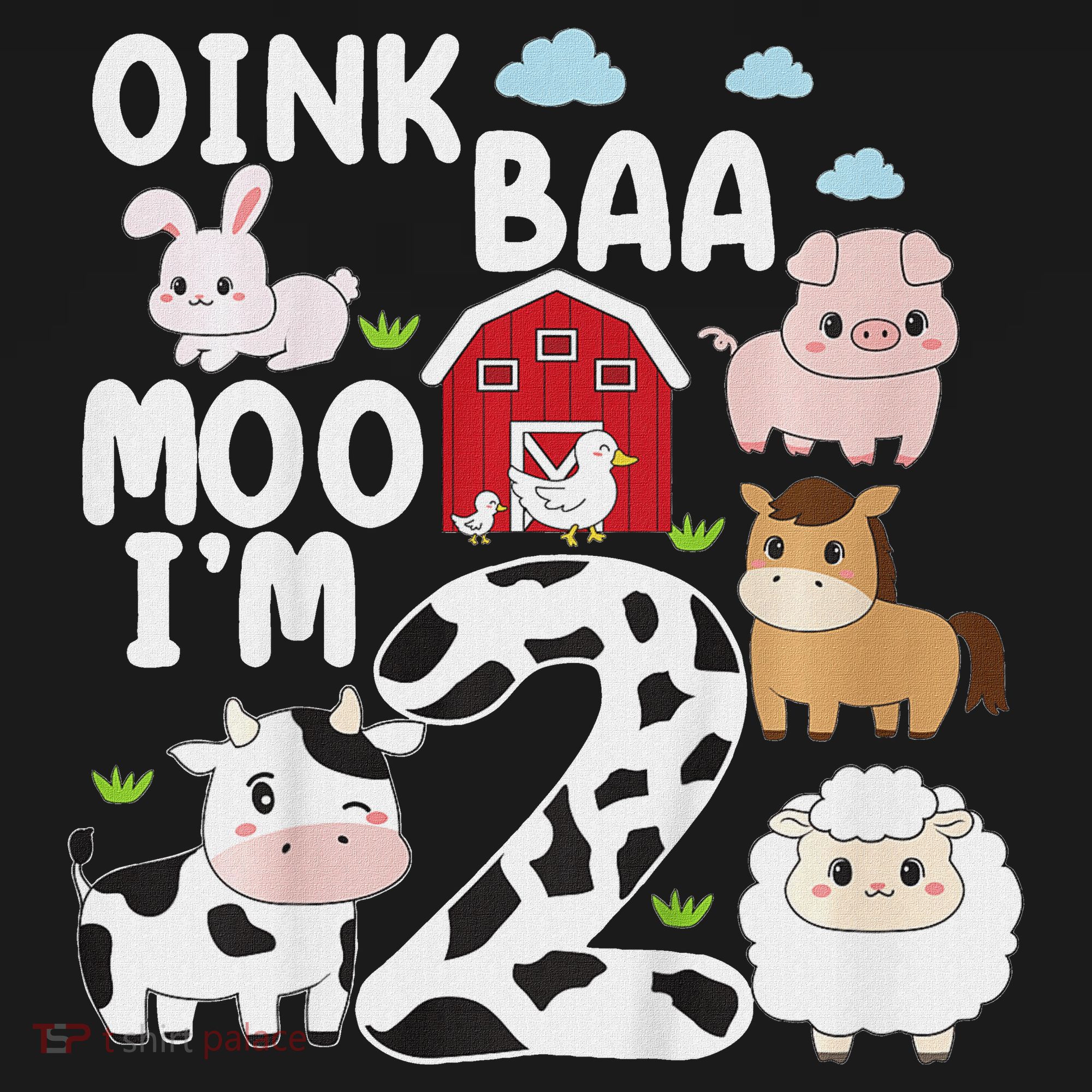Oink Baa Moo I'm 2 Farm Animals 2nd Birthday For Kids Kids Sweatshirt