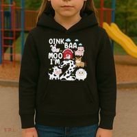 Oink Baa Moo I'm 2 Farm Animals 2nd Birthday For Kids Kids Hoodie thumb 3