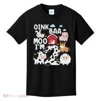 Oink Baa Moo I'm 2 Farm Animals 2nd Birthday For Kids Kids T-Shirt thumb 0
