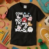Oink Baa Moo I'm 2 Farm Animals 2nd Birthday For Kids Kids T-Shirt thumb 3