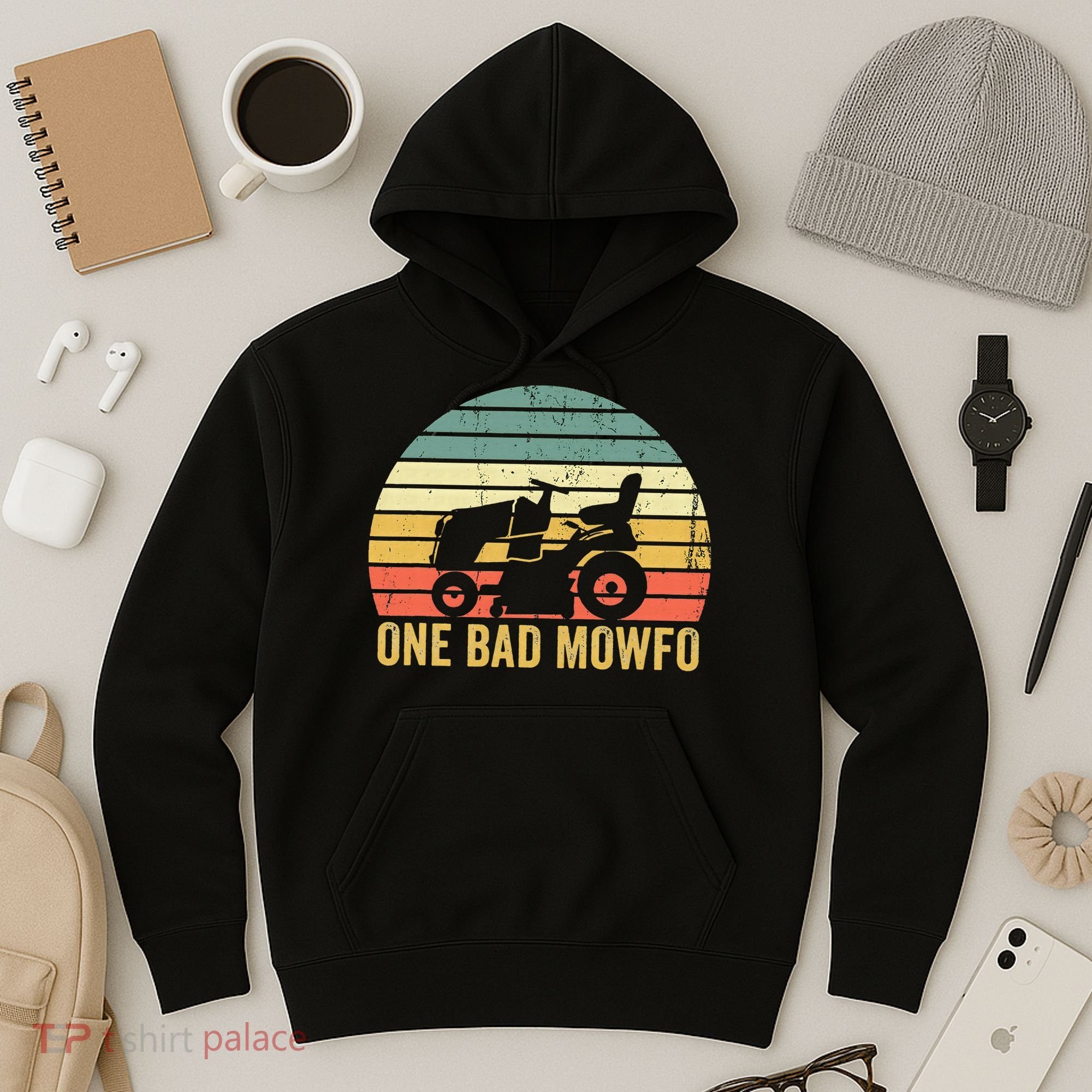 One Bad Mowfo Funny Lawn Care Grass Mowing Gardener Dad Hoodie