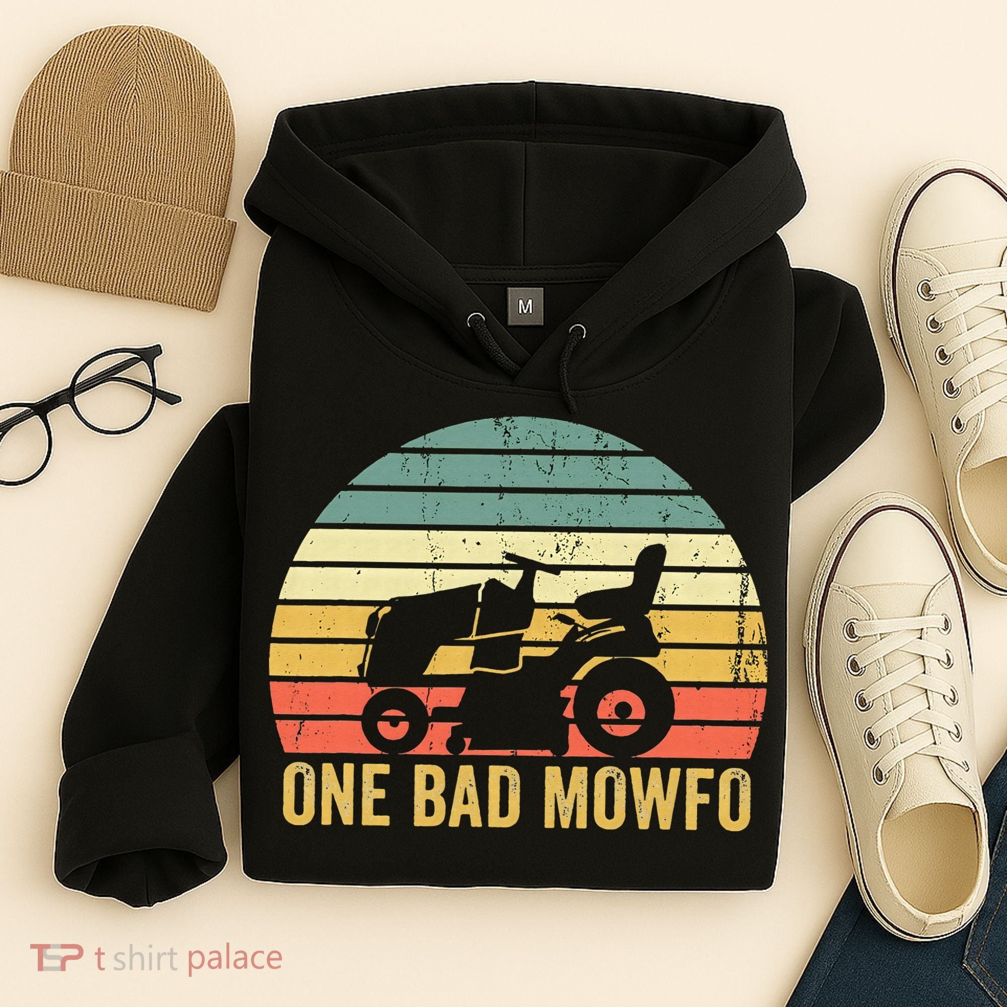 One Bad Mowfo Funny Lawn Care Grass Mowing Gardener Dad Hoodie