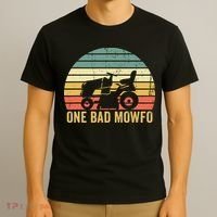 One Bad Mowfo Funny Lawn Care Grass Mowing Gardener Dad T-Shirt thumb 3