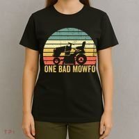 One Bad Mowfo Funny Lawn Care Grass Mowing Gardener Dad T-Shirt thumb 4