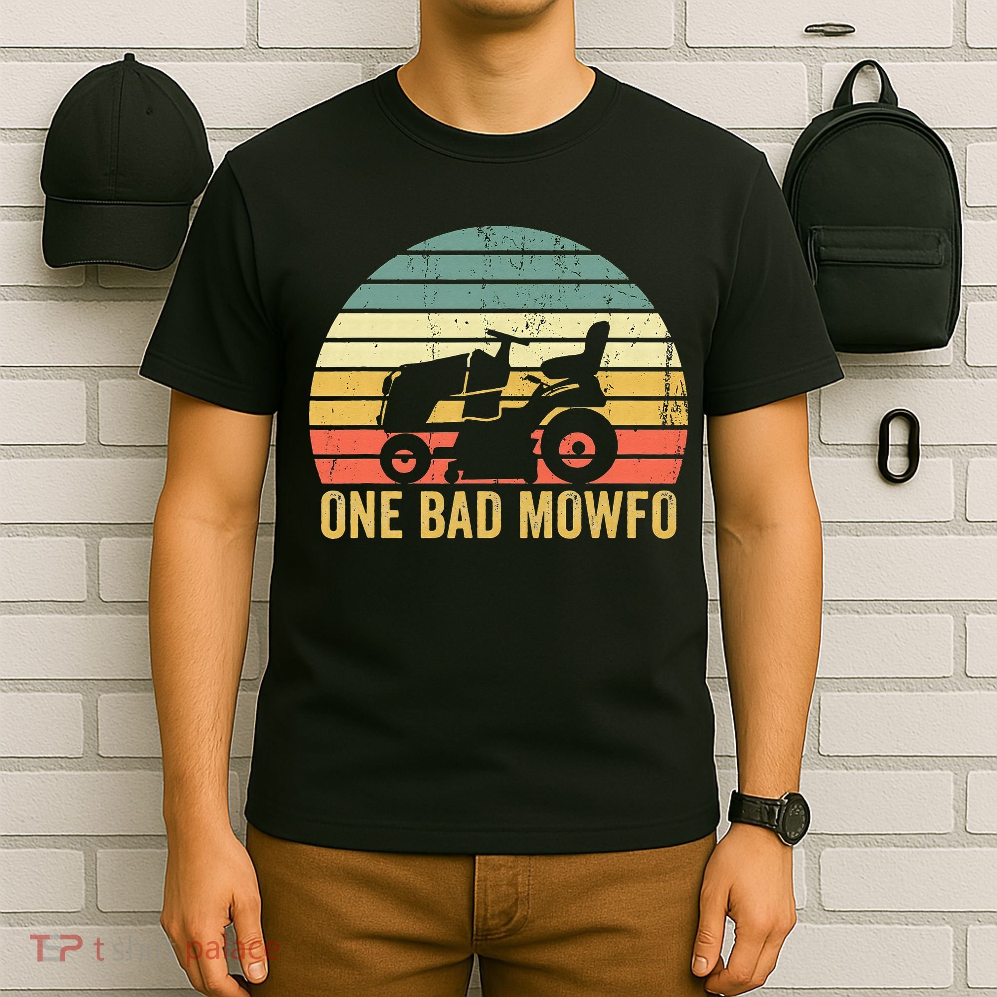 One Bad Mowfo Funny Lawn Care Grass Mowing Gardener Dad T-Shirt
