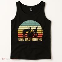 One Bad Mowfo Funny Lawn Care Grass Mowing Gardener Dad Tank Top thumb 2