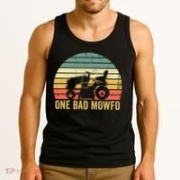 One Bad Mowfo Funny Lawn Care Grass Mowing Gardener Dad Tank Top thumb 3