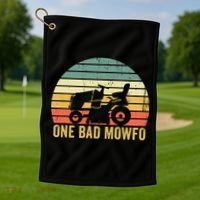 One Bad Mowfo Funny Lawn Care Grass Mowing Gardener Dad Golf Towel thumb 1