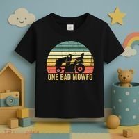 One Bad Mowfo Funny Lawn Care Grass Mowing Gardener Dad Toddler T-Shirt thumb 3