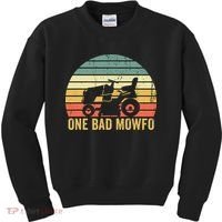 One Bad Mowfo Funny Lawn Care Grass Mowing Gardener Dad Kids Sweatshirt thumb 0