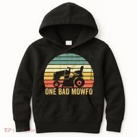 One Bad Mowfo Funny Lawn Care Grass Mowing Gardener Dad Kids Hoodie thumb 0