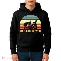 One Bad Mowfo Funny Lawn Care Grass Mowing Gardener Dad Kids Hoodie thumb 4