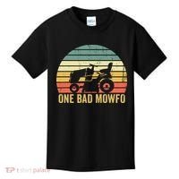 One Bad Mowfo Funny Lawn Care Grass Mowing Gardener Dad Kids T-Shirt thumb 0