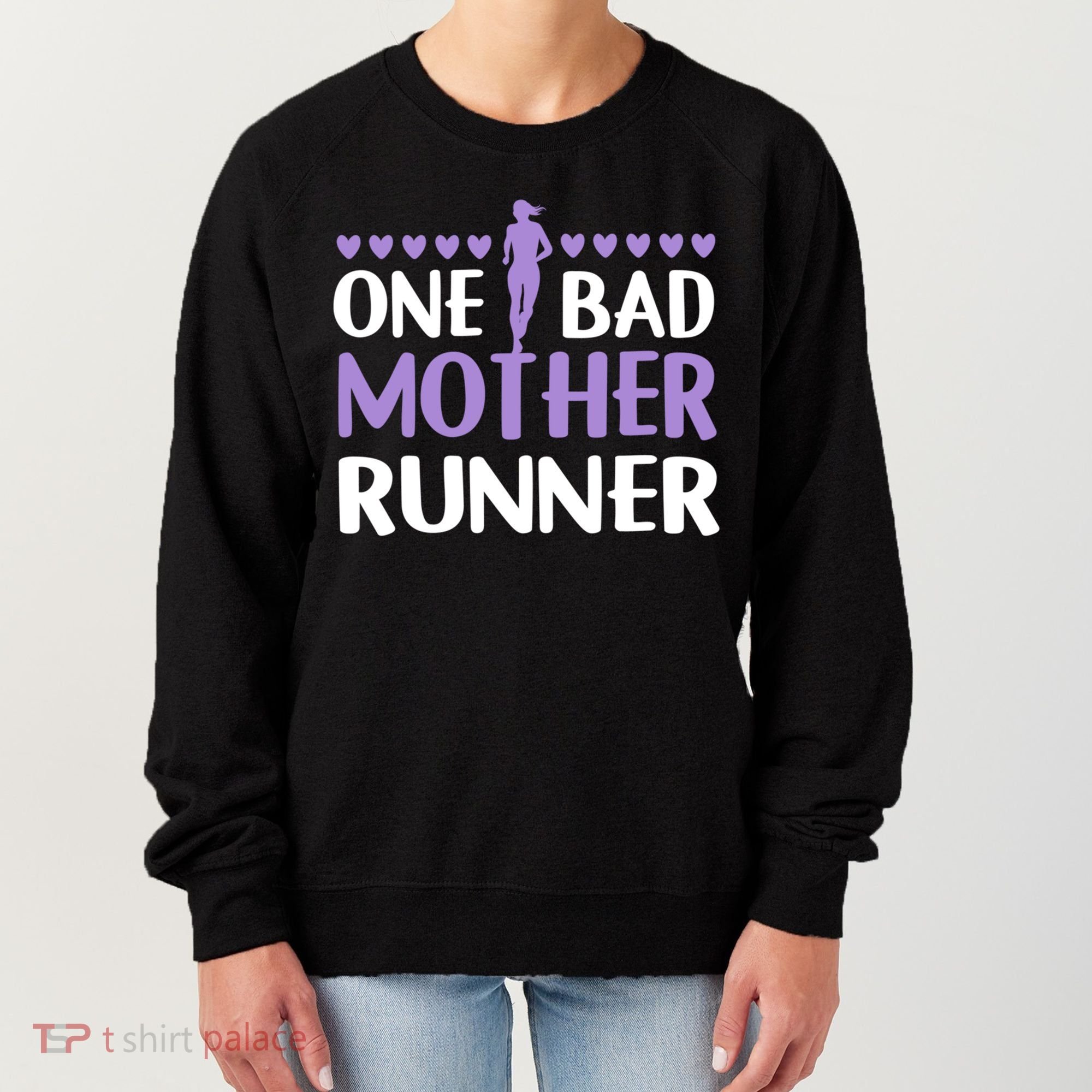 One Bad Mother Track Field Running Mom Marathon Runner Mama Gift Women's Sweatshirt