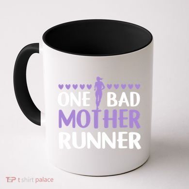 One Bad Mother Track Field Running Mom Marathon Runner Mama Gift Coffee Mug