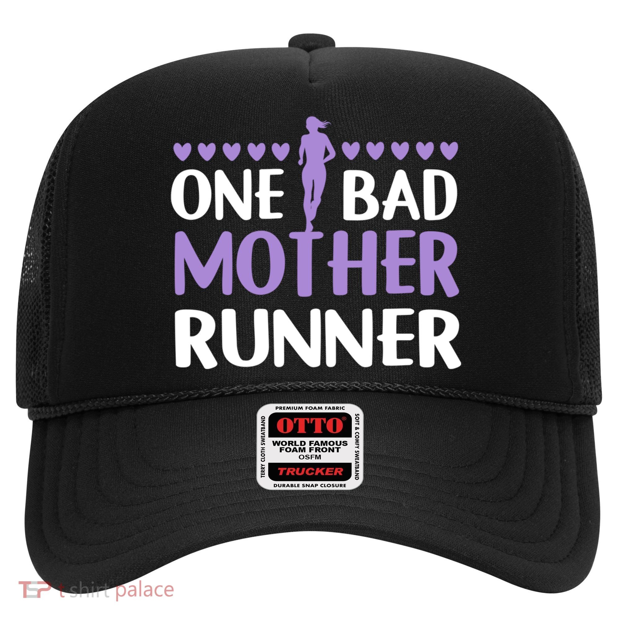 One Bad Mother Track Field Running Mom Marathon Runner Mama Gift Hat