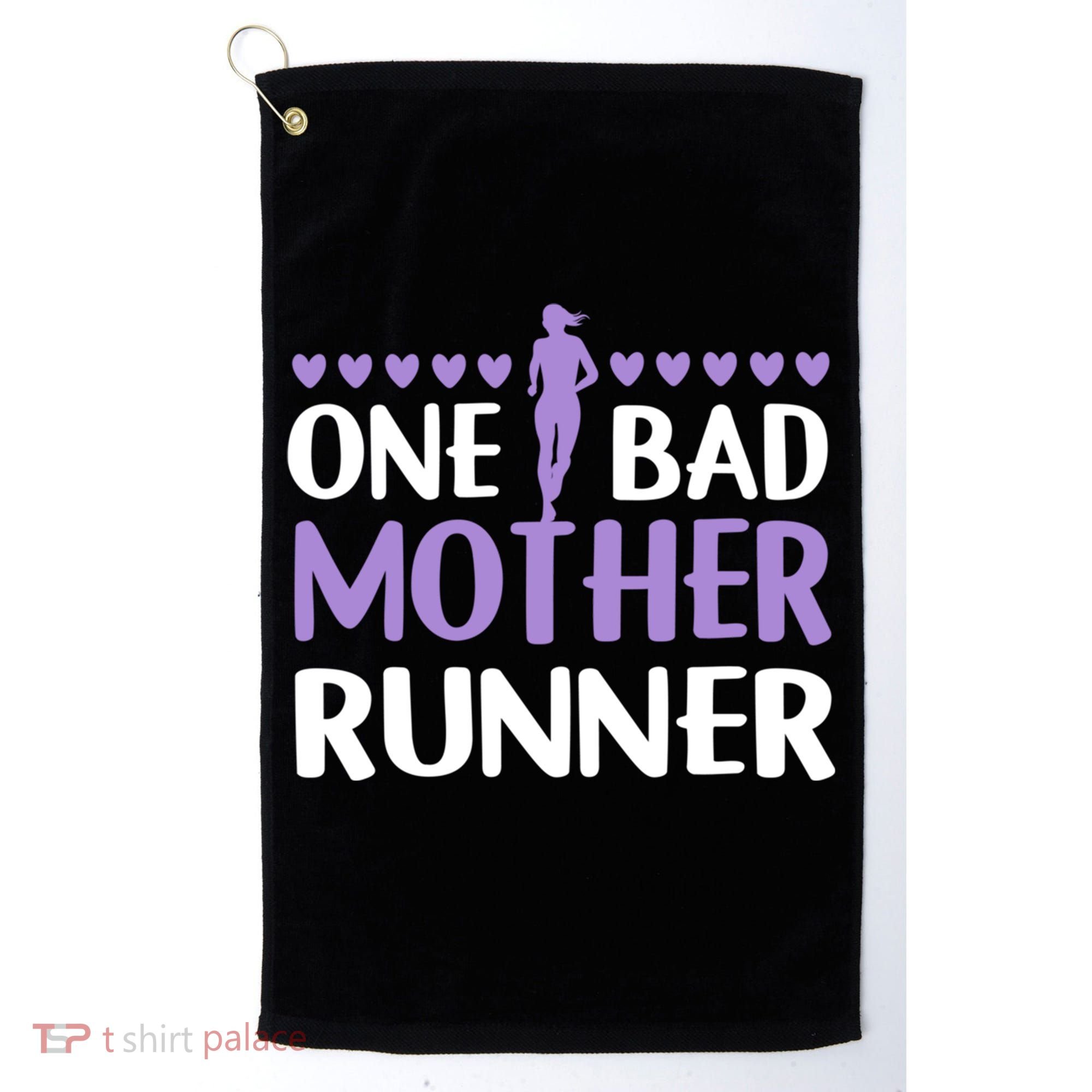 One Bad Mother Track Field Running Mom Marathon Runner Mama Gift Golf Towel