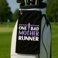 One Bad Mother Track Field Running Mom Marathon Runner Mama Gift Golf Towel thumb 2