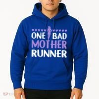 One Bad Mother Track Field Running Mom Marathon Runner Mama Gift Hoodie thumb 2