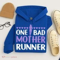 One Bad Mother Track Field Running Mom Marathon Runner Mama Gift Hoodie thumb 4