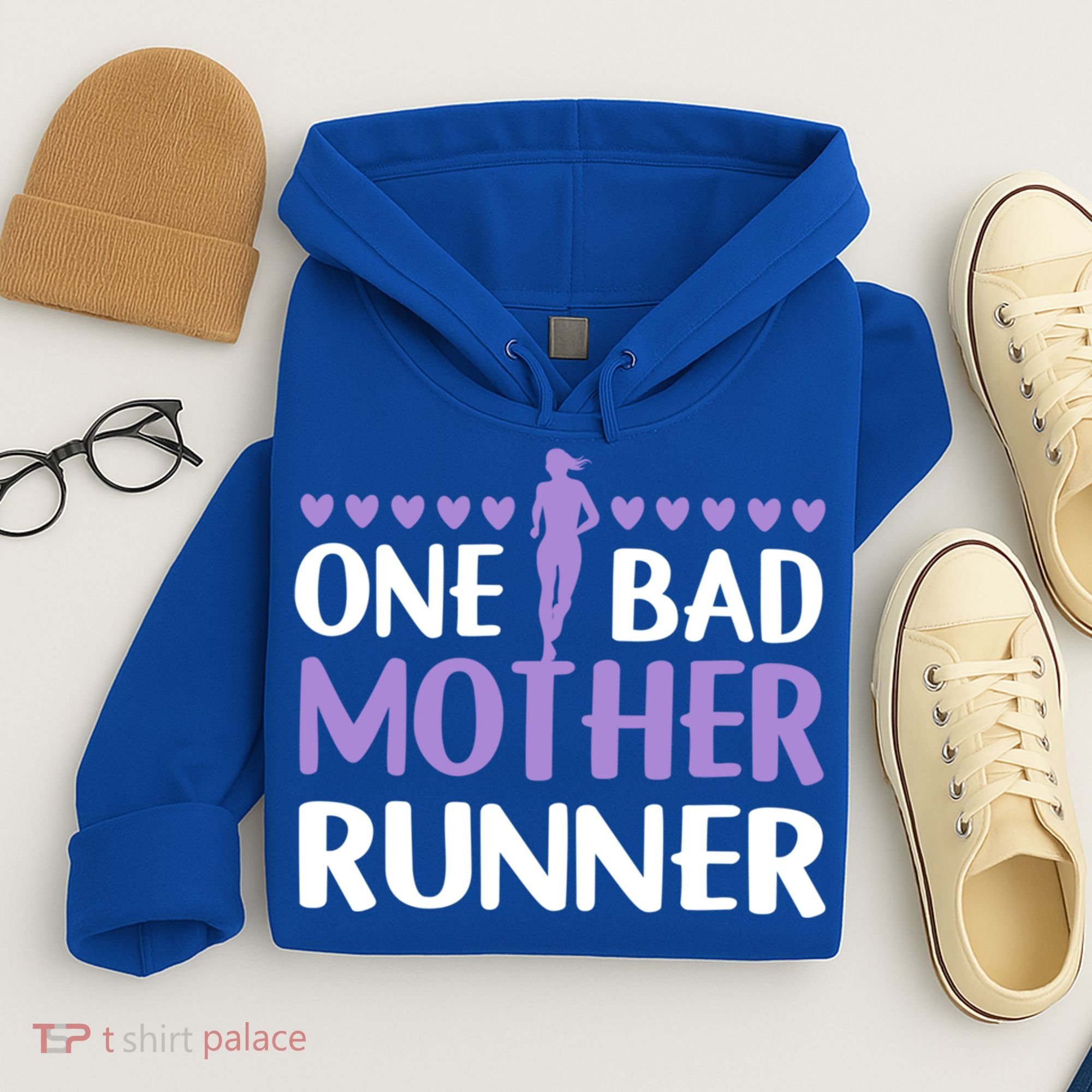One Bad Mother Track Field Running Mom Marathon Runner Mama Gift Hoodie