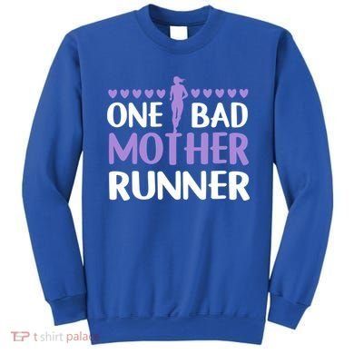 One Bad Mother Track Field Running Mom Marathon Runner Mama Gift Sweatshirt