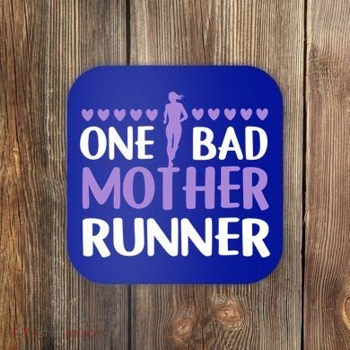 One Bad Mother Track Field Running Mom Marathon Runner Mama Gift Coaster