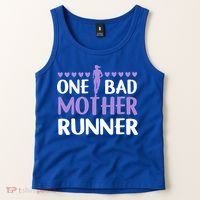 One Bad Mother Track Field Running Mom Marathon Runner Mama Gift Tank Top thumb 2