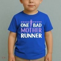 One Bad Mother Track Field Running Mom Marathon Runner Mama Gift Toddler T-Shirt thumb 2