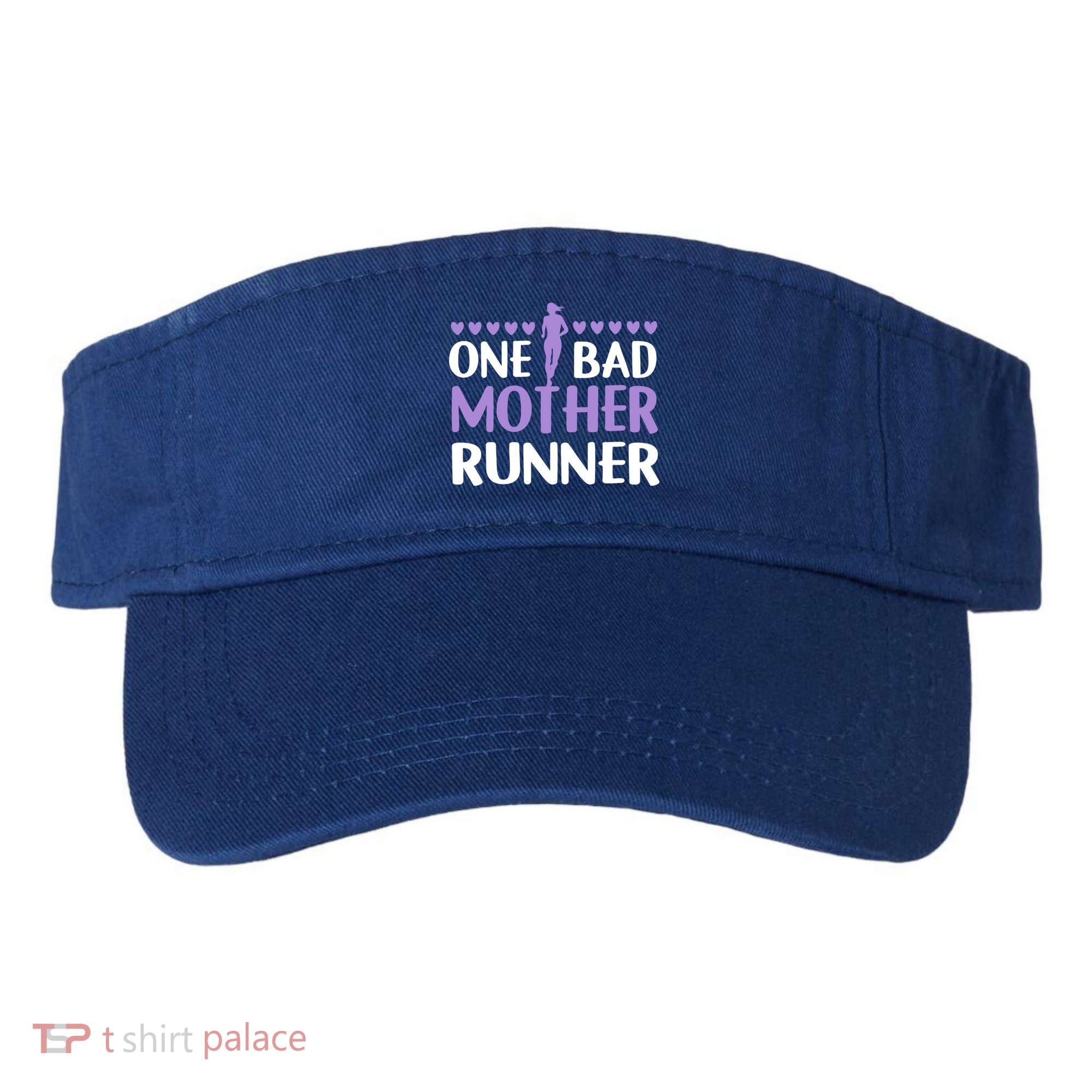 One Bad Mother Track Field Running Mom Marathon Runner Mama Gift Visor