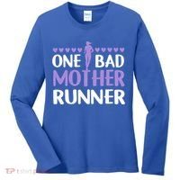 One Bad Mother Track Field Running Mom Marathon Runner Mama Gift Women's Long Sleeve Shirt thumb 0
