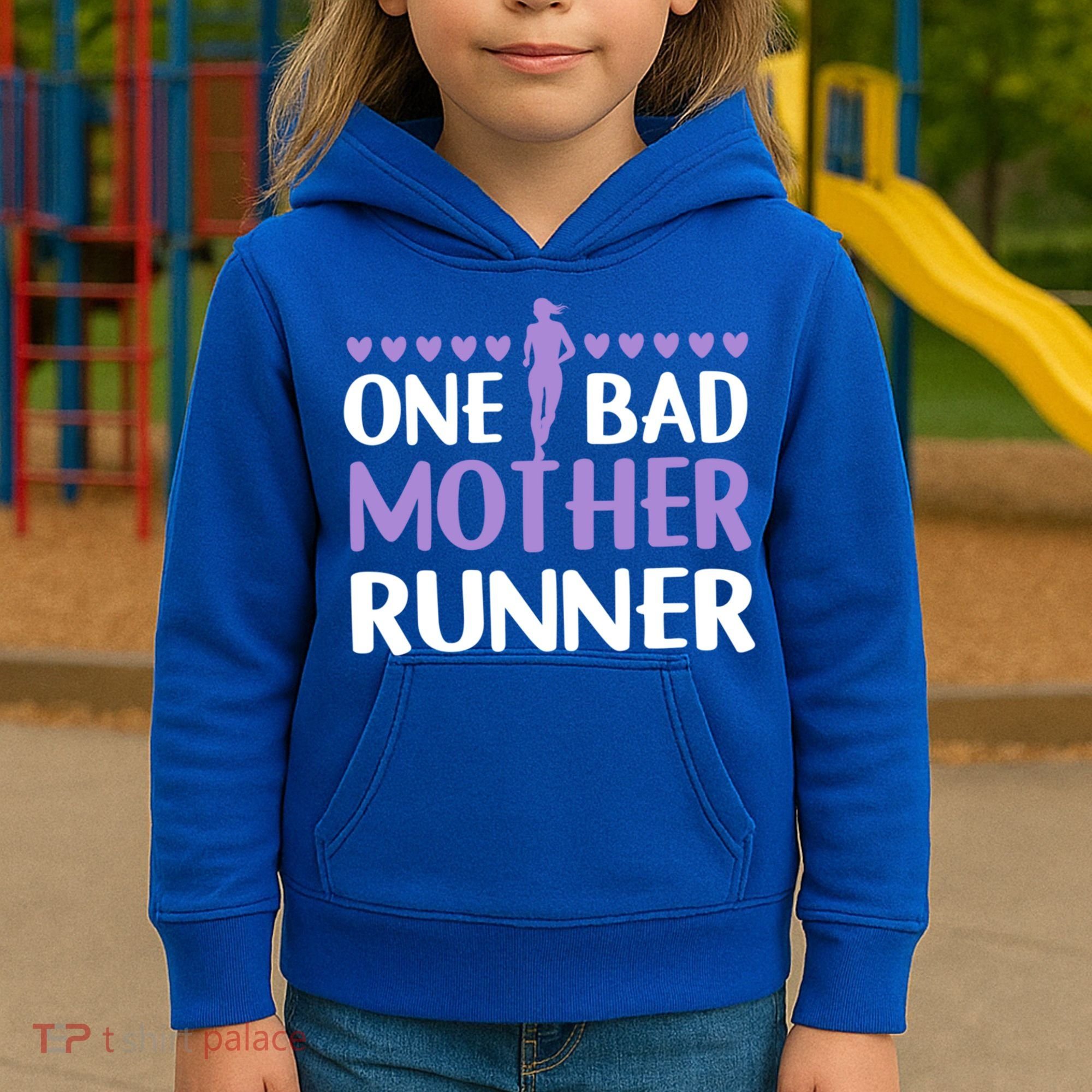 One Bad Mother Track Field Running Mom Marathon Runner Mama Gift Kids Hoodie