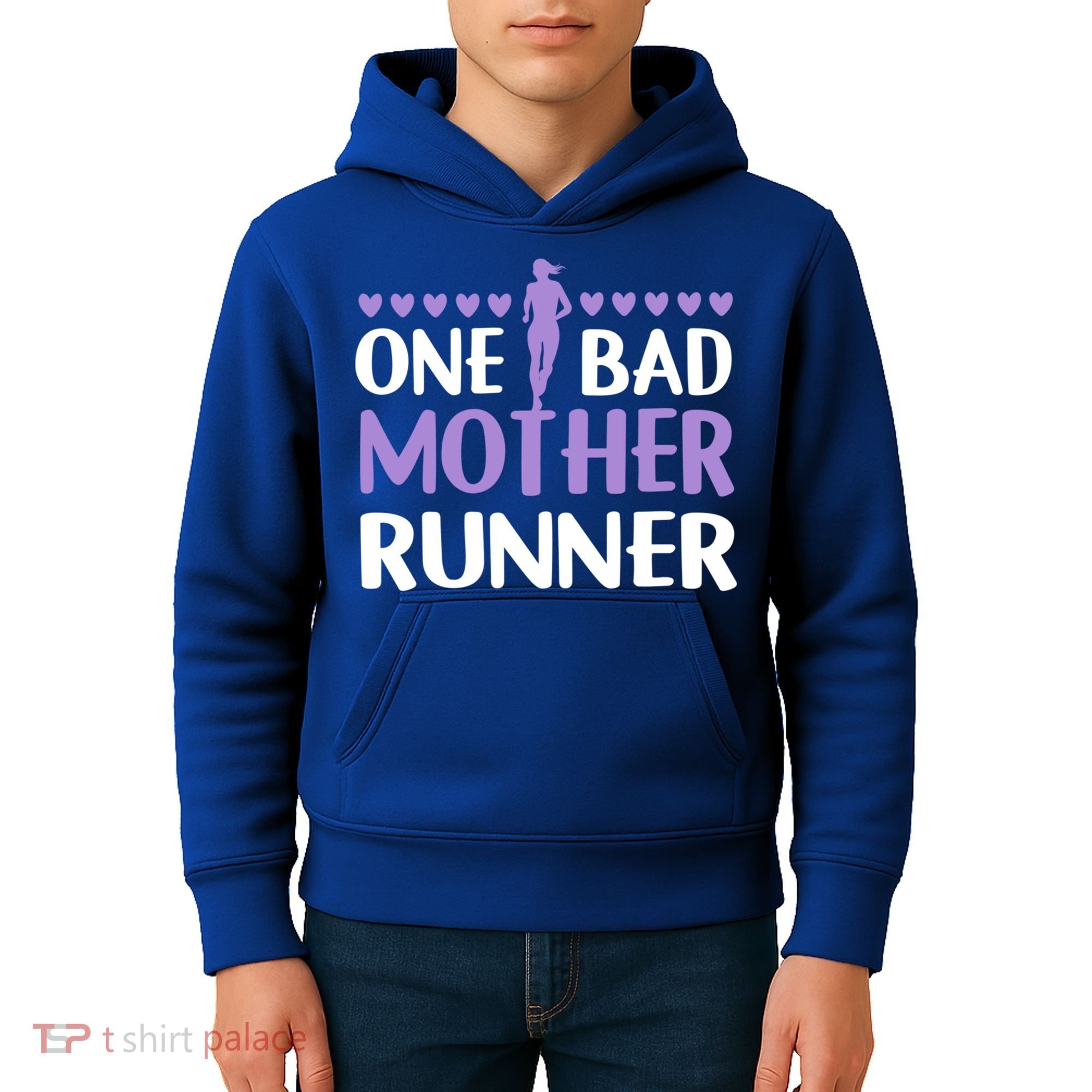 One Bad Mother Track Field Running Mom Marathon Runner Mama Gift Kids Hoodie