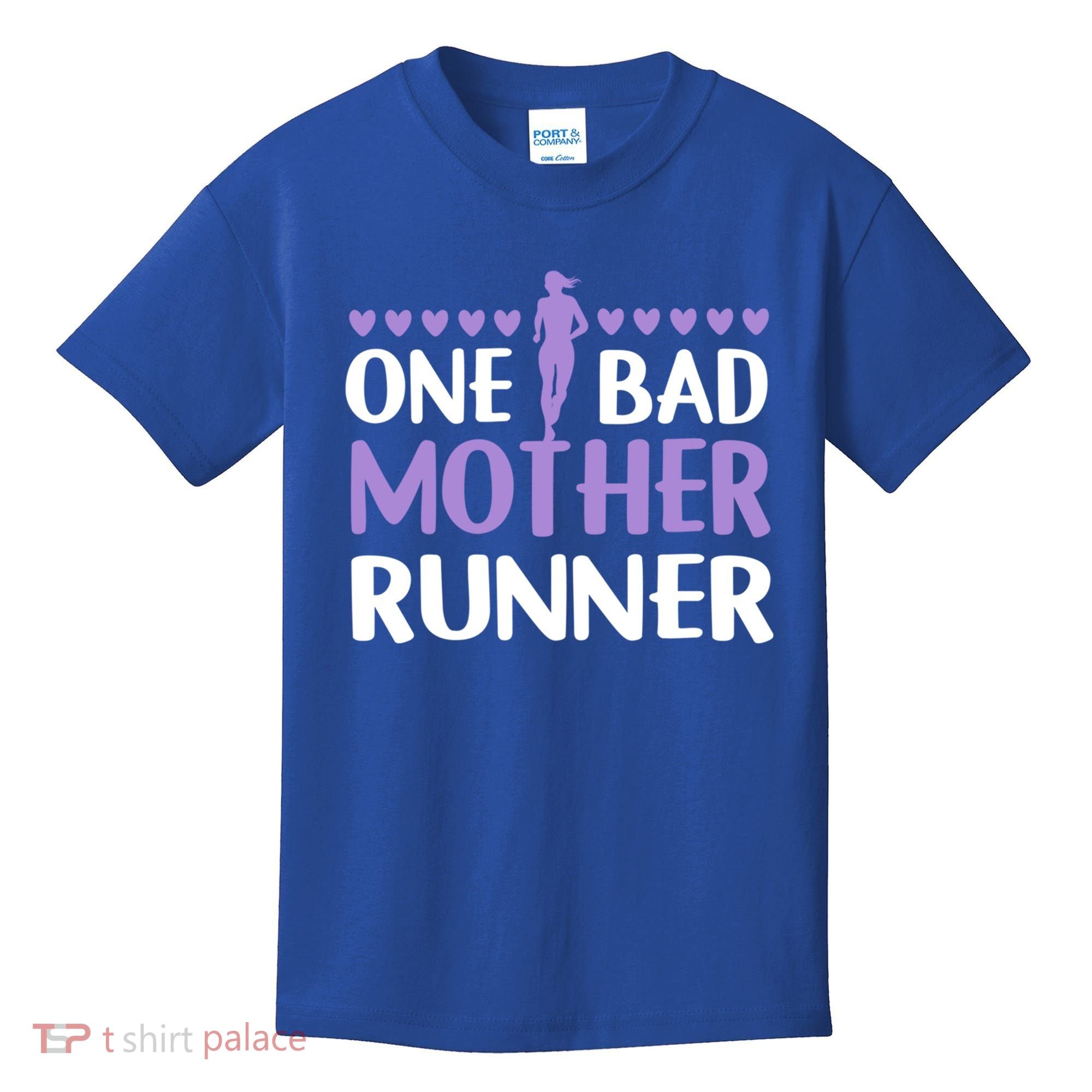 One Bad Mother Track Field Running Mom Marathon Runner Mama Gift Kids T-Shirt