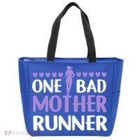 One Bad Mother Track Field Running Mom Marathon Runner Mama Gift Tote Bag thumb 0
