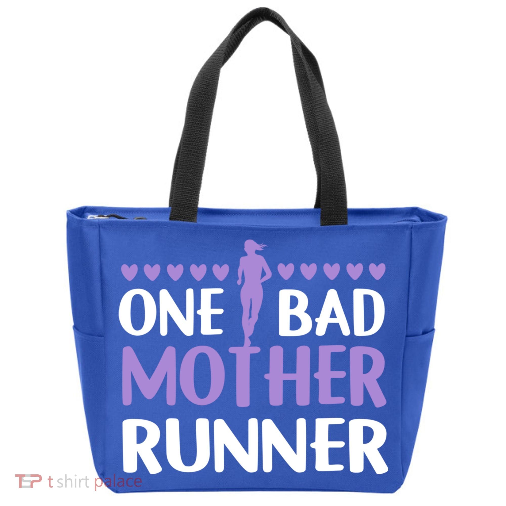 One Bad Mother Track Field Running Mom Marathon Runner Mama Gift Tote Bag