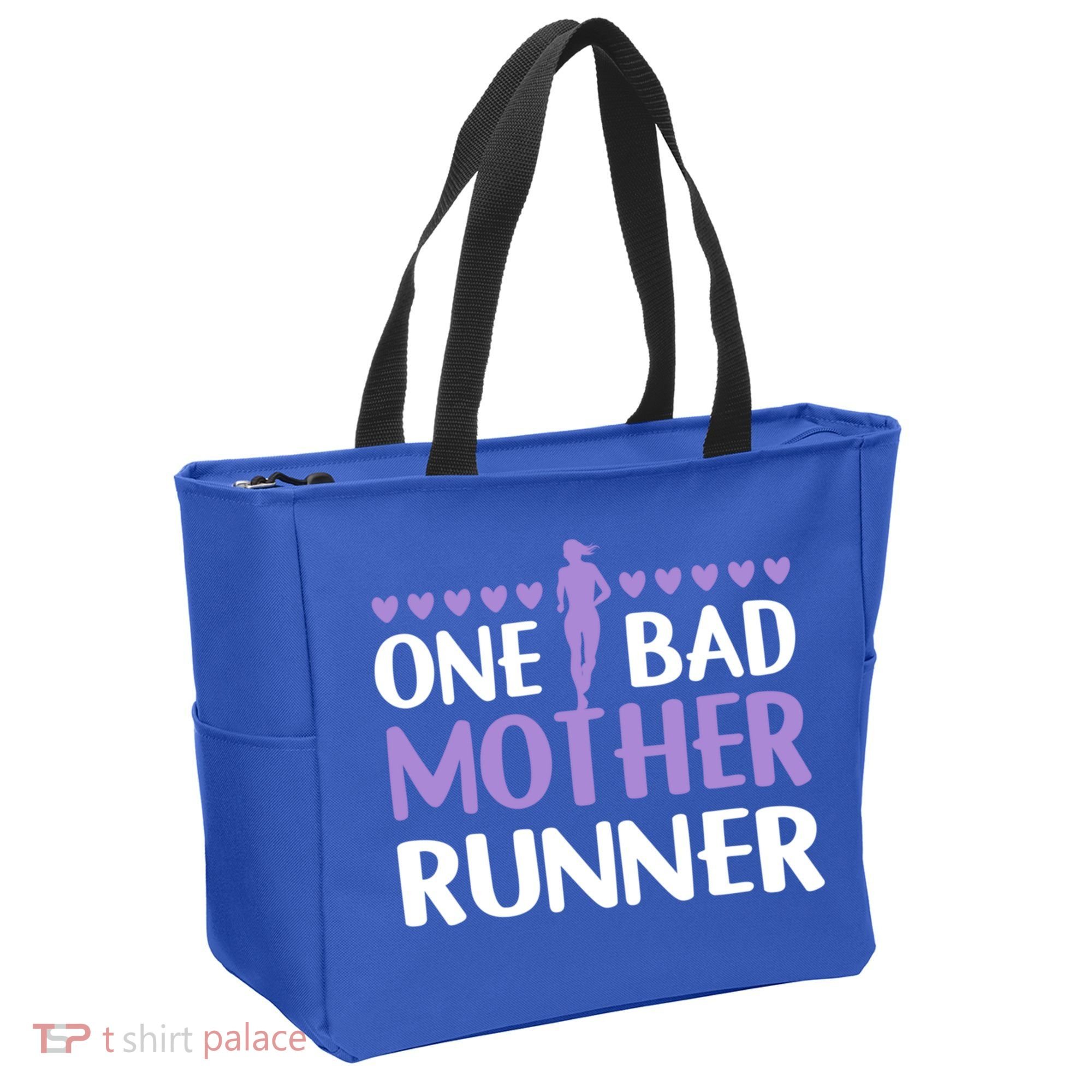 One Bad Mother Track Field Running Mom Marathon Runner Mama Gift Tote Bag