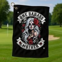 One Badass Mother Mom Stepmom Single Mom Mamma Mothers Day Golf Towel thumb 1