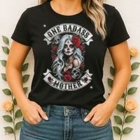 One Badass Mother Mom Stepmom Single Mom Mamma Mothers Day Women's T-Shirt thumb 2