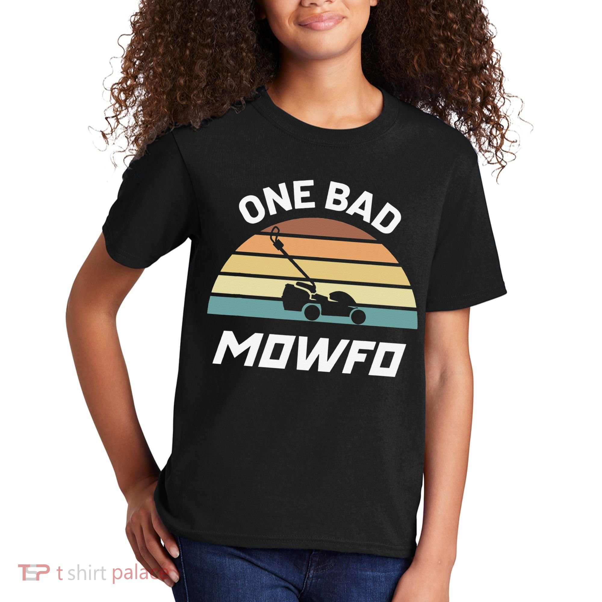 One Bad Mowfo Funny Lawn Care Mowing Gardener Father's Day Kids T-Shirt