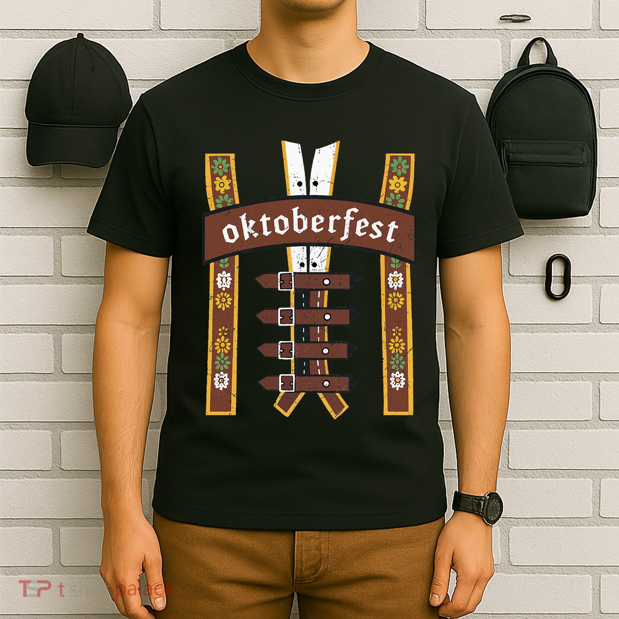 Oktoberfest Bavarian Munich Beer Lederhosen Suspenders T-Shirt