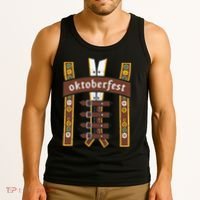 Oktoberfest Bavarian Munich Beer Lederhosen Suspenders Tank Top thumb 3