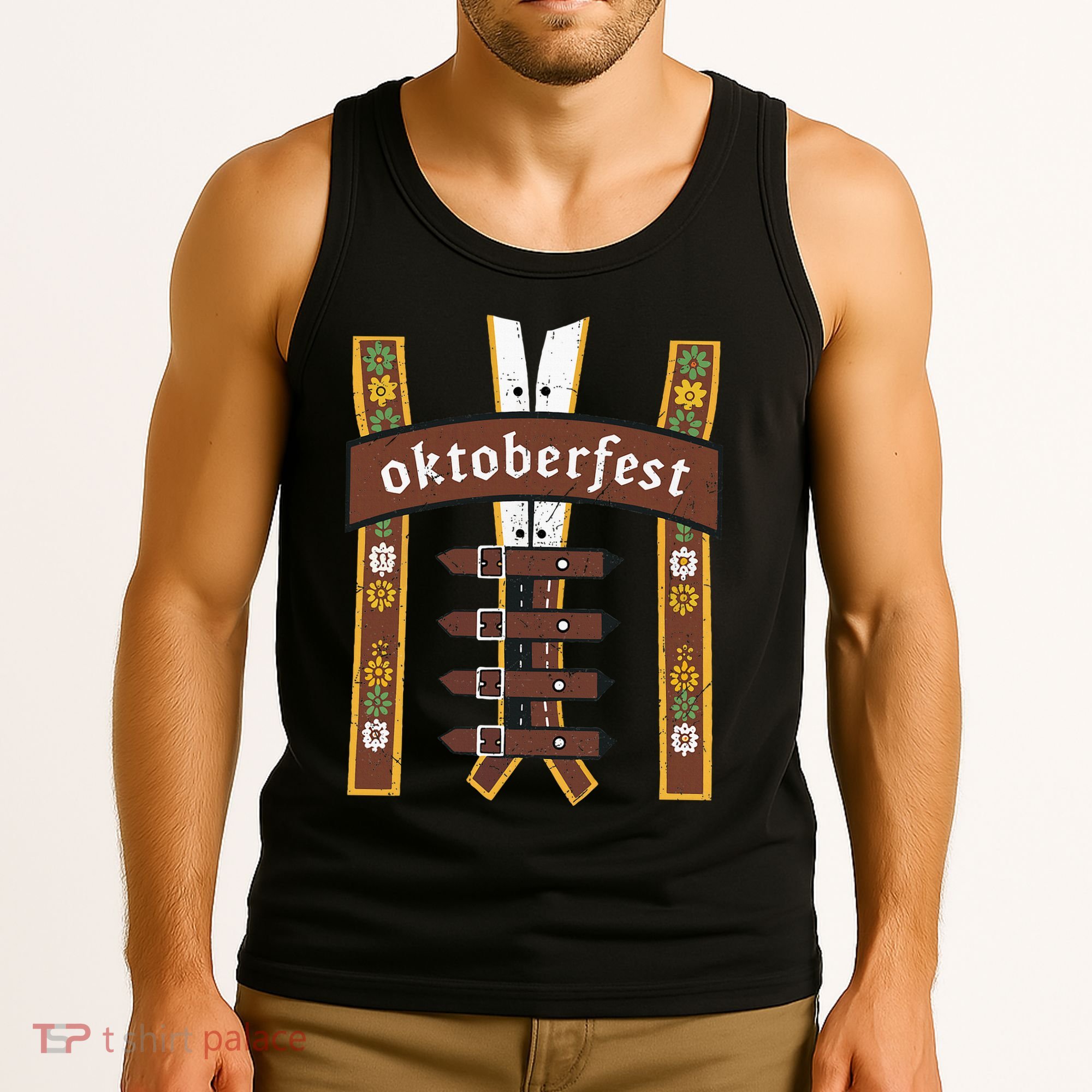 Oktoberfest Bavarian Munich Beer Lederhosen Suspenders Tank Top