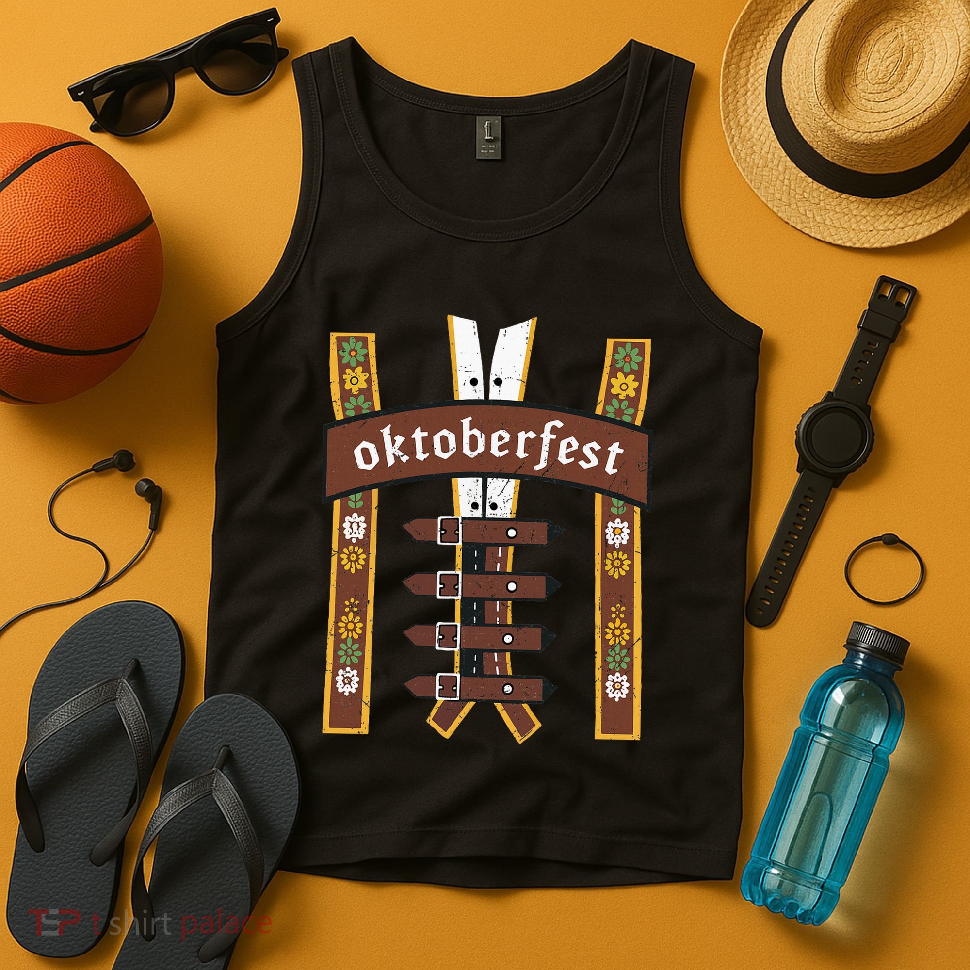 Oktoberfest Bavarian Munich Beer Lederhosen Suspenders Tank Top