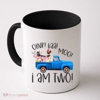 Oink Baa Moo I Am Two Farm Animals Blue Truck Birthday Boy Coffee Mug thumb 0