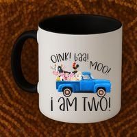 Oink Baa Moo I Am Two Farm Animals Blue Truck Birthday Boy Coffee Mug thumb 2